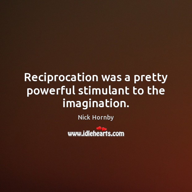 Reciprocation was a pretty powerful stimulant to the imagination. Nick Hornby Picture Quote