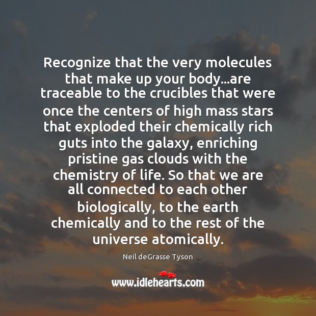 Recognize that the very molecules that make up your body…are traceable Neil deGrasse Tyson Picture Quote