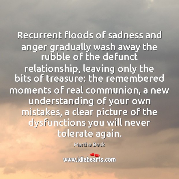Recurrent floods of sadness and anger gradually wash away the rubble of Martha Beck Picture Quote