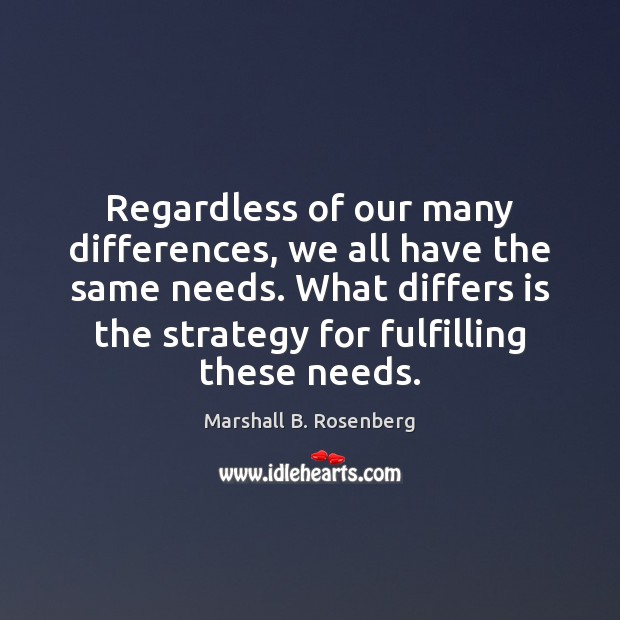 Regardless of our many differences, we all have the same needs. What Image
