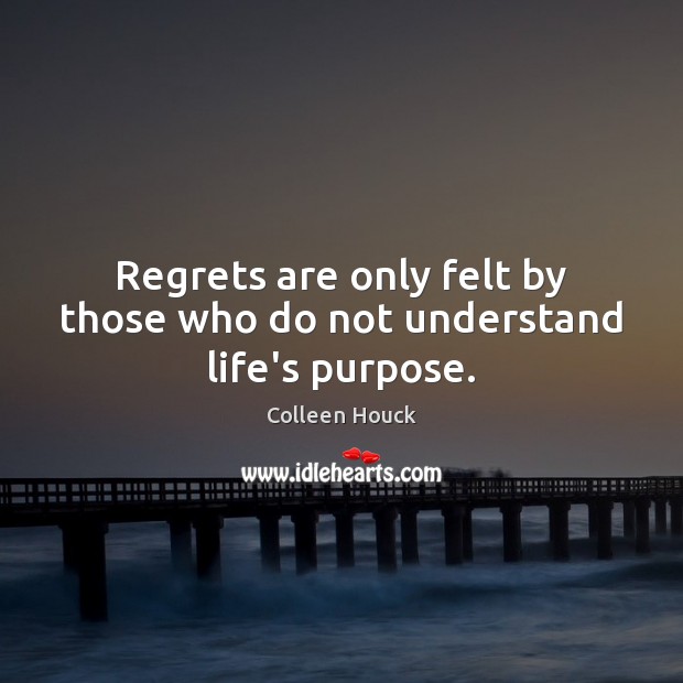 Regrets are only felt by those who do not understand life’s purpose. Colleen Houck Picture Quote