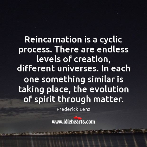 Reincarnation is a cyclic process. There are endless levels of creation, different Image