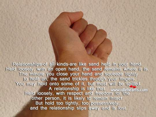 Relationship is like sand held in hand. Image