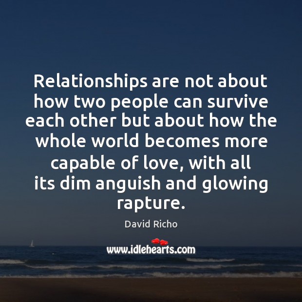 Relationships are not about how two people can survive each other but David Richo Picture Quote