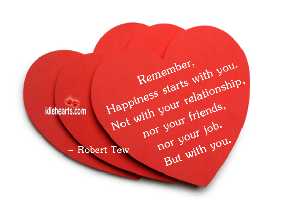 Remember, happiness starts with you Robert Tew Picture Quote