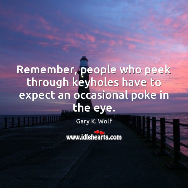 Remember, people who peek through keyholes have to expect an occasional poke in the eye. Expect Quotes Image
