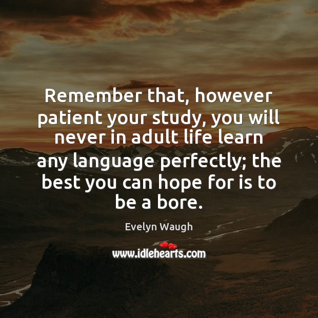 Remember that, however patient your study, you will never in adult life Image
