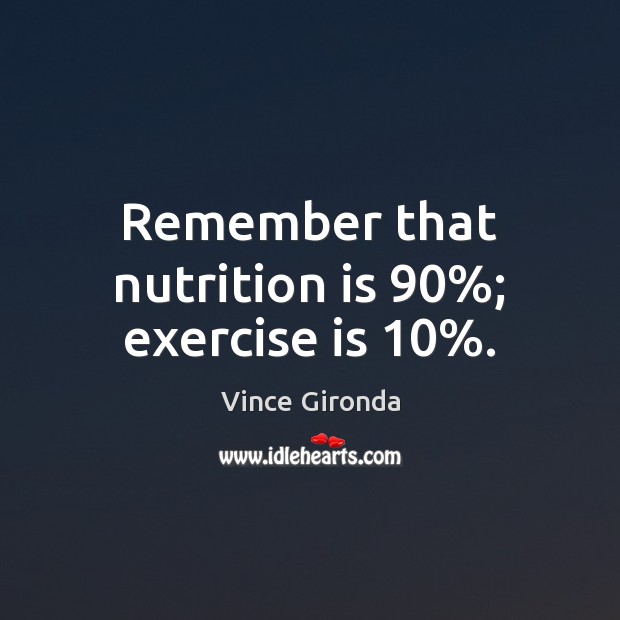 Remember that nutrition is 90%; exercise is 10%. Exercise Quotes Image