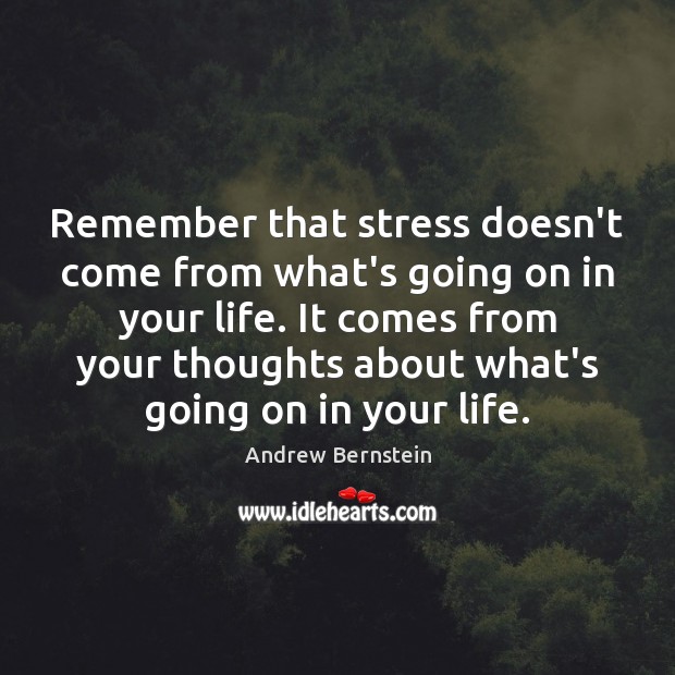 Remember that stress doesn’t come from what’s going on in your life. Andrew Bernstein Picture Quote