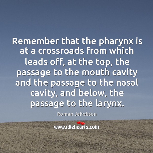 Remember that the pharynx is at a crossroads from which leads off Roman Jakobson Picture Quote