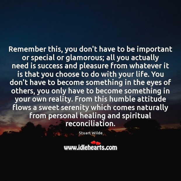Remember this, you don’t have to be important or special or glamorous; Stuart Wilde Picture Quote