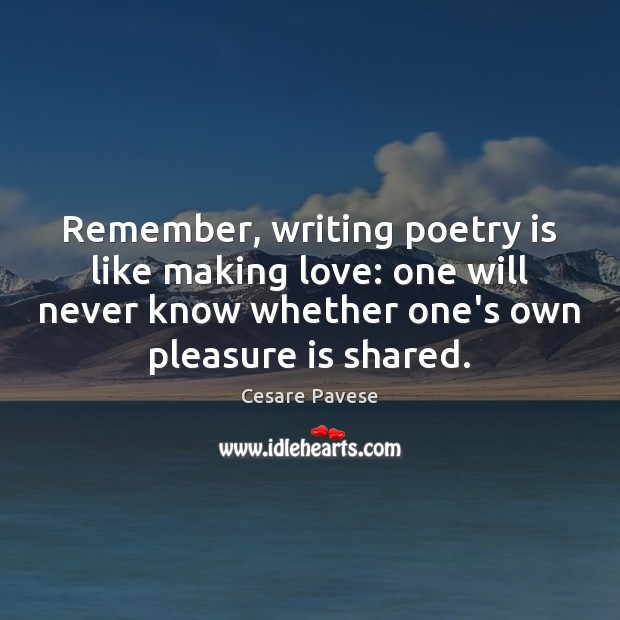 Remember, writing poetry is like making love: one will never know whether Poetry Quotes Image