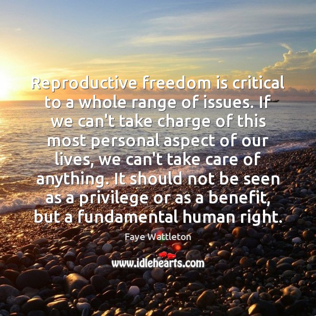 Reproductive freedom is critical to a whole range of issues. If we Faye Wattleton Picture Quote