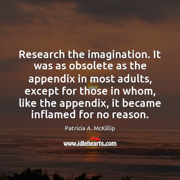 Research the imagination. It was as obsolete as the appendix in most Patricia A. McKillip Picture Quote