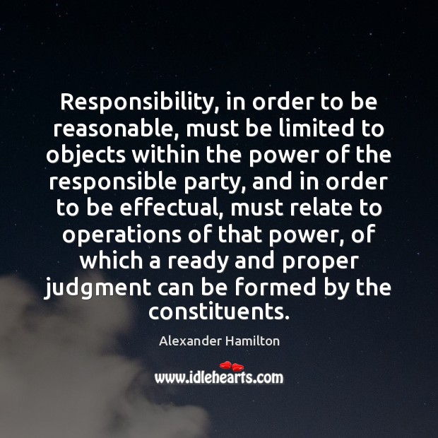 Responsibility, in order to be reasonable, must be limited to objects within Image