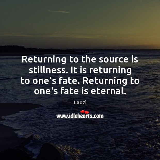 Returning to the source is stillness. It is returning to one’s fate. Laozi Picture Quote