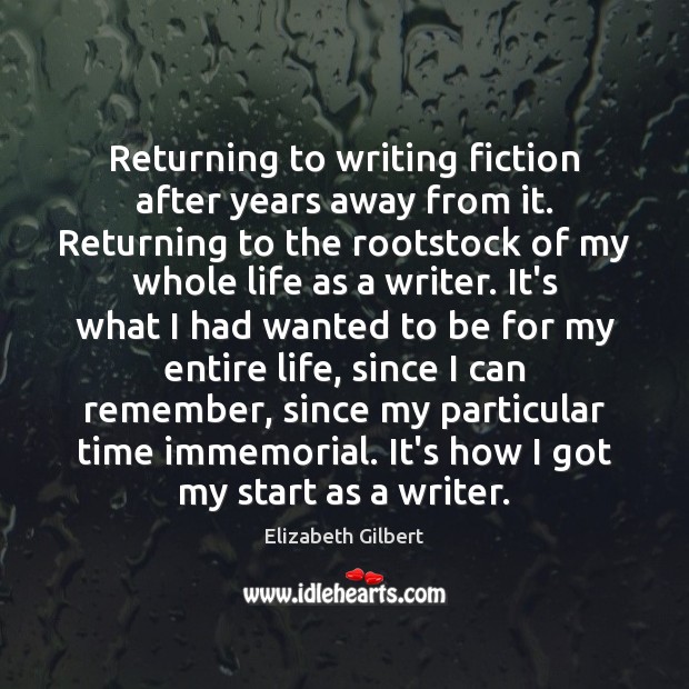 Returning to writing fiction after years away from it. Returning to the Image
