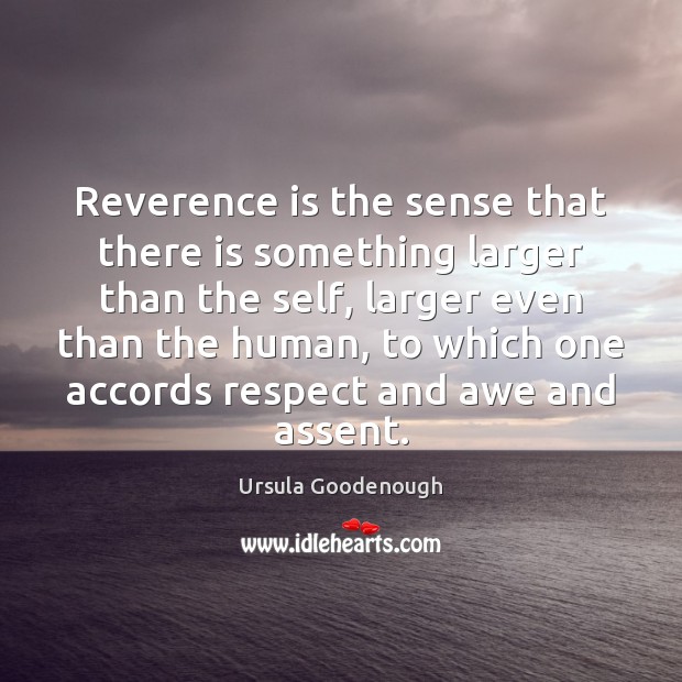 Reverence is the sense that there is something larger than the self, Ursula Goodenough Picture Quote