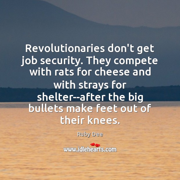 Revolutionaries don’t get job security. They compete with rats for cheese and Image