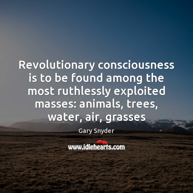 Revolutionary consciousness is to be found among the most ruthlessly exploited masses: Gary Snyder Picture Quote