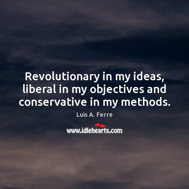Revolutionary in my ideas, liberal in my objectives and conservative in my methods. Image