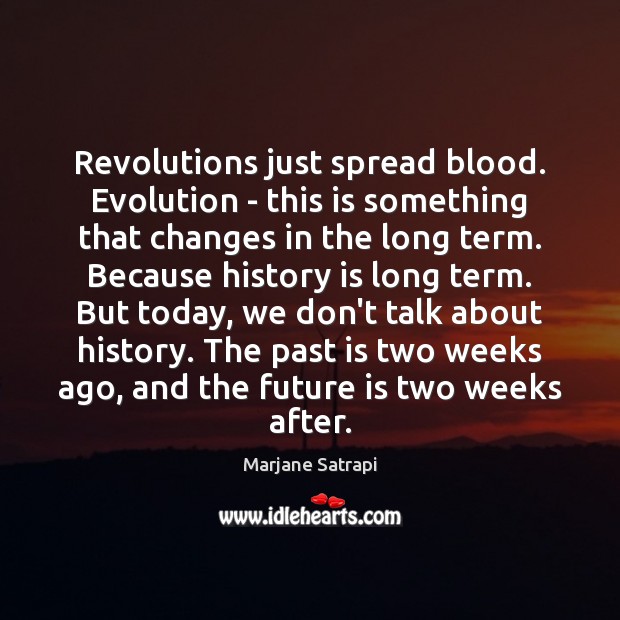 Revolutions just spread blood. Evolution – this is something that changes in Marjane Satrapi Picture Quote