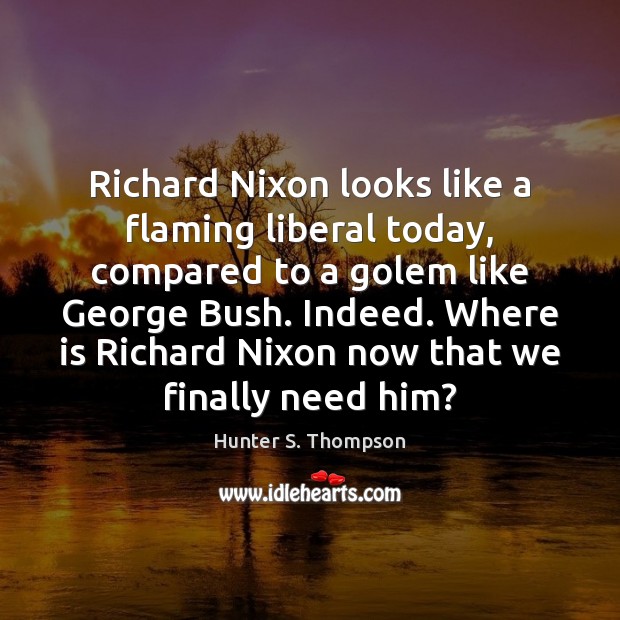 Richard Nixon looks like a flaming liberal today, compared to a golem Hunter S. Thompson Picture Quote