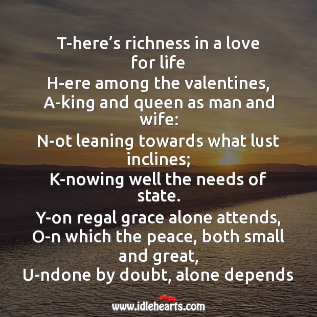 Richness in a love for life Valentine’s Day Messages Image