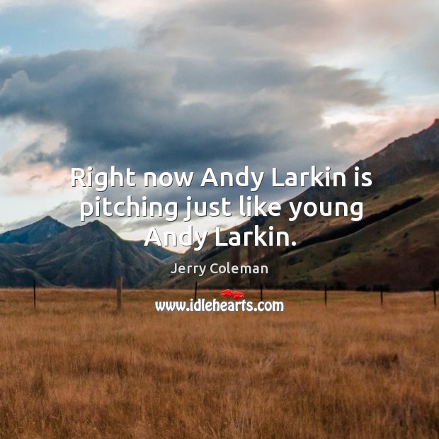 Right now Andy Larkin is pitching just like young Andy Larkin. Jerry Coleman Picture Quote