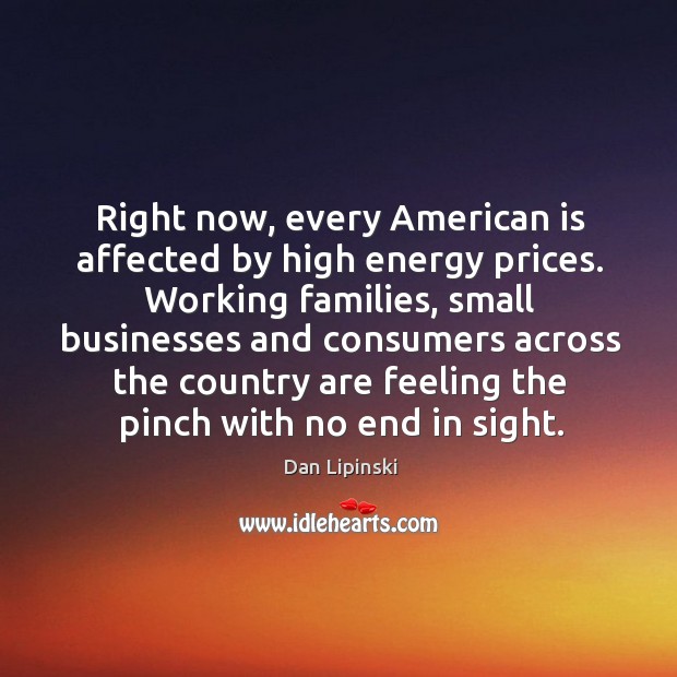 Right now, every american is affected by high energy prices. Dan Lipinski Picture Quote