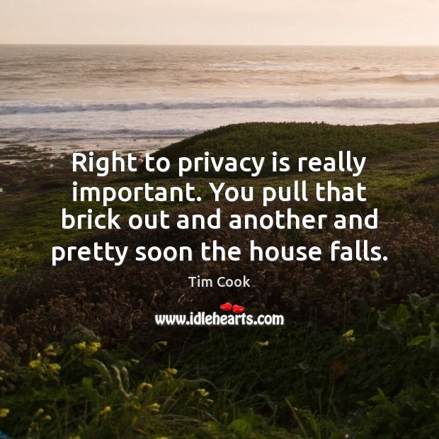 Right to privacy is really important. You pull that brick out and Tim Cook Picture Quote