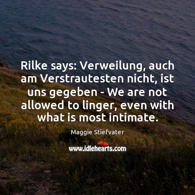Rilke says: Verweilung, auch am Verstrautesten nicht, ist uns gegeben – We Maggie Stiefvater Picture Quote