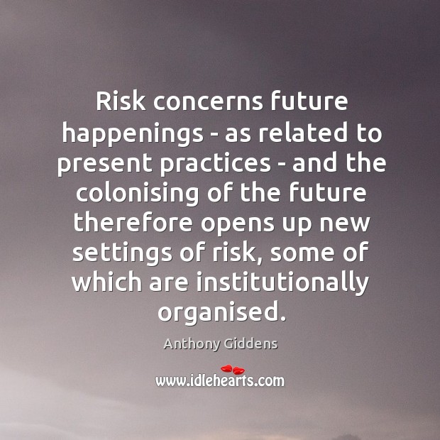 Risk concerns future happenings – as related to present practices – and Image