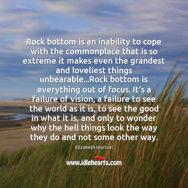 Rock bottom is an inability to cope with the commonplace that is Elizabeth Wurtzel Picture Quote