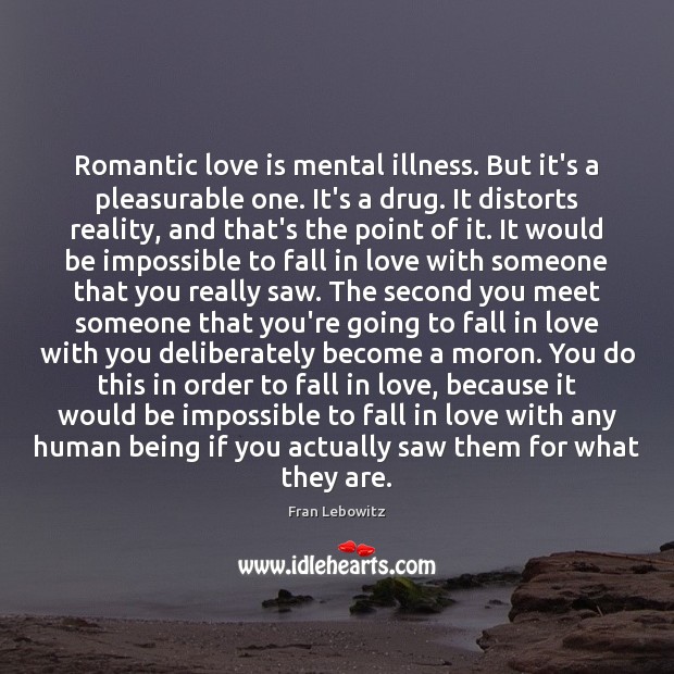 Romantic love is mental illness. But it’s a pleasurable one. It’s a Romantic Love Quotes Image