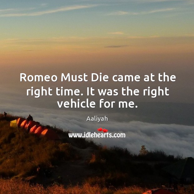 Romeo must die came at the right time. It was the right vehicle for me. Aaliyah Picture Quote