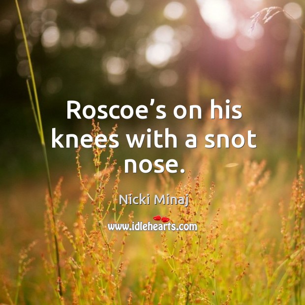 Roscoe’s on his knees with a snot nose. Nicki Minaj Picture Quote