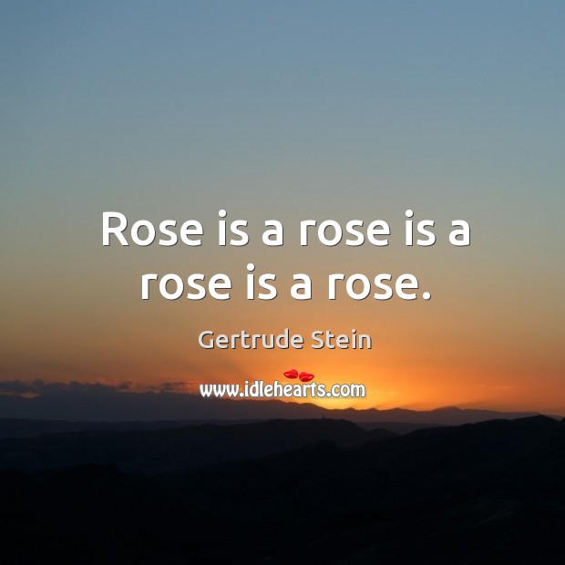 Rose is a rose is a rose is a rose. Gertrude Stein Picture Quote