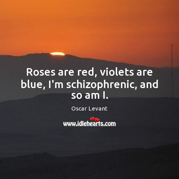 Roses are red, violets are blue, I’m schizophrenic, and so am I. Image
