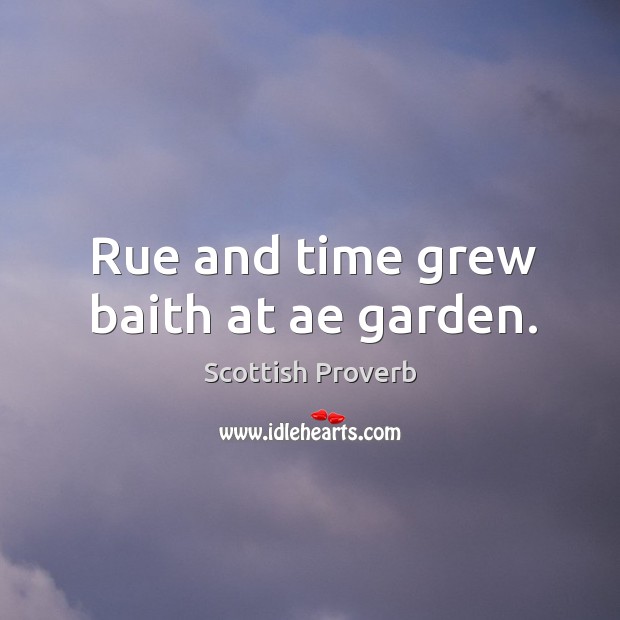 Rue and time grew baith at ae garden. Scottish Proverbs Image