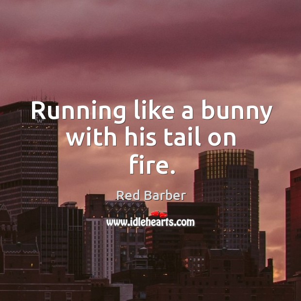 Running like a bunny with his tail on fire. Red Barber Picture Quote