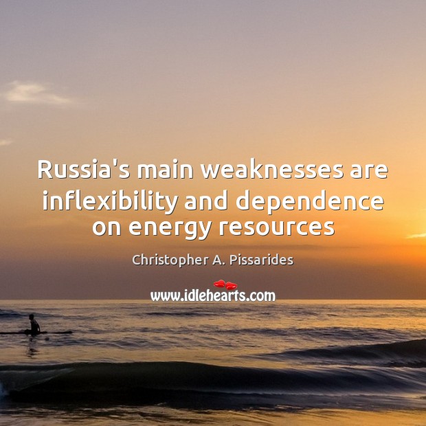 Russia’s main weaknesses are inflexibility and dependence on energy resources Christopher A. Pissarides Picture Quote