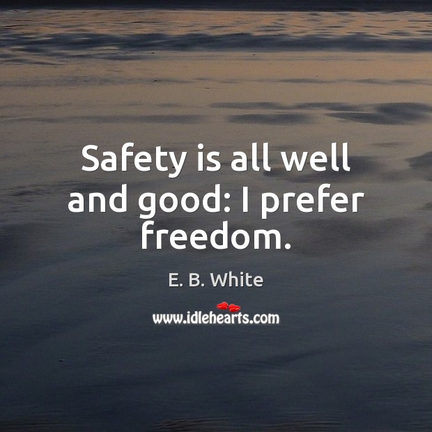 Safety is all well and good: I prefer freedom. Safety Quotes Image