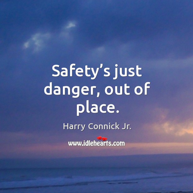 Safety’s just danger, out of place. Harry Connick Jr. Picture Quote