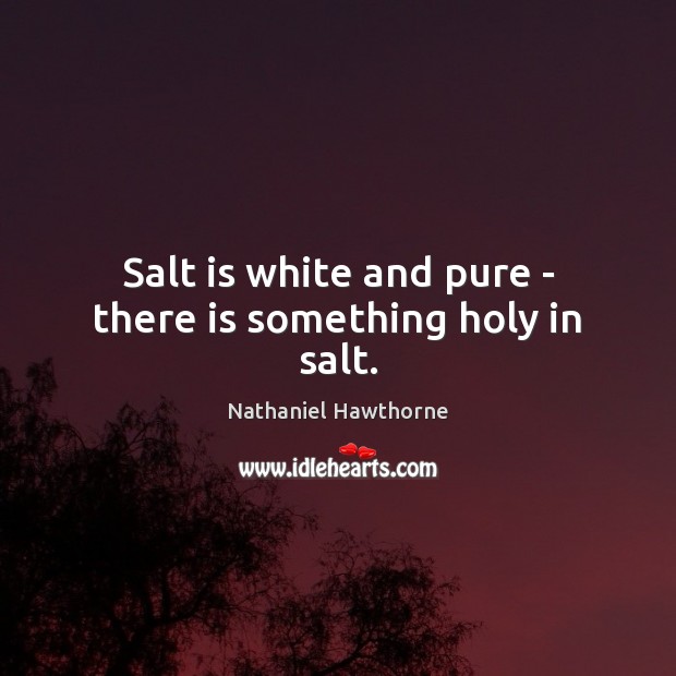 Salt is white and pure – there is something holy in salt. Nathaniel Hawthorne Picture Quote