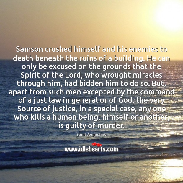 Samson crushed himself and his enemies to death beneath the ruins of Image