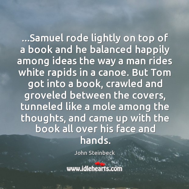 …Samuel rode lightly on top of a book and he balanced happily Image