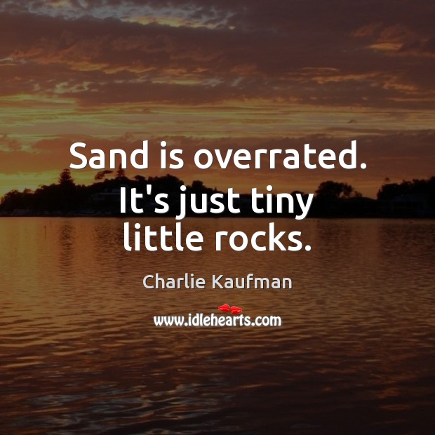 Sand is overrated. It’s just tiny little rocks. Charlie Kaufman Picture Quote