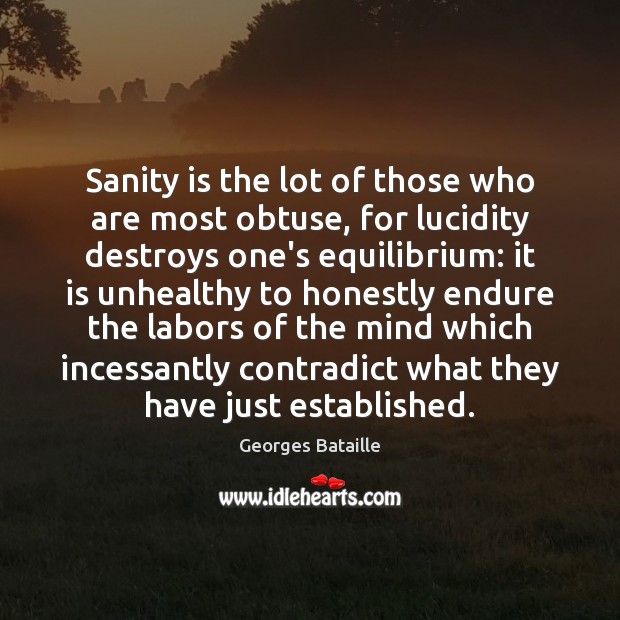 Sanity is the lot of those who are most obtuse, for lucidity Georges Bataille Picture Quote