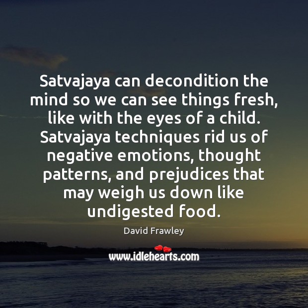 Satvajaya can decondition the mind so we can see things fresh, like Image